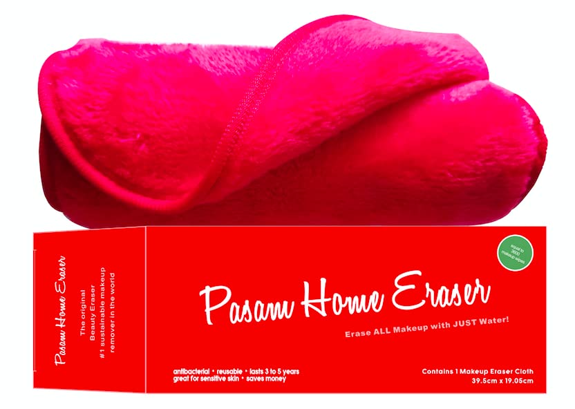 Pasam Home Makeup Eraser Reusable Make Up Remover Eraser Even Waterproof Make Up in Seconds Just with Water Chemical Free Eyeliner Lipstick Foundation Powder Highlighter Eyebrown (Love Red)