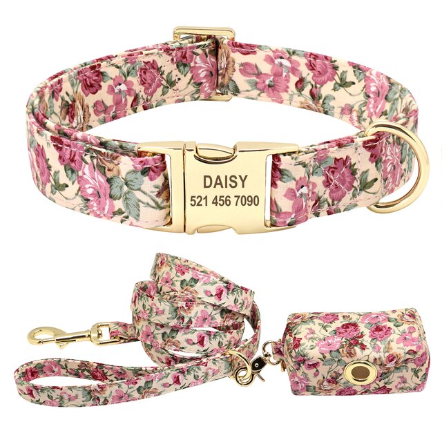 Personalisiertes bedrucktes Hundehalsband- und Leinen-Set