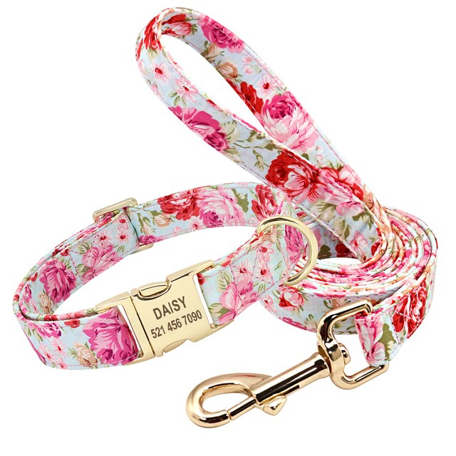 Personalisiertes bedrucktes Hundehalsband- und Leinen-Set