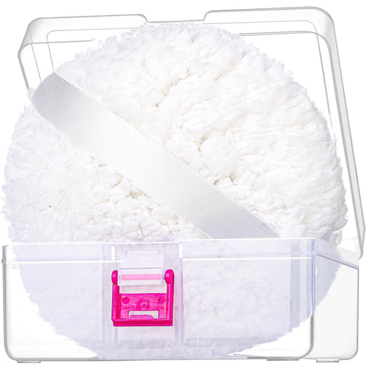 Gootaimi Powder Puff 6" Body Powder Puff Powder Puff for Body Powder Body Powder Puff and Container Fluffy Soft Large Powder Puff for Dusting Powder Body Powder White