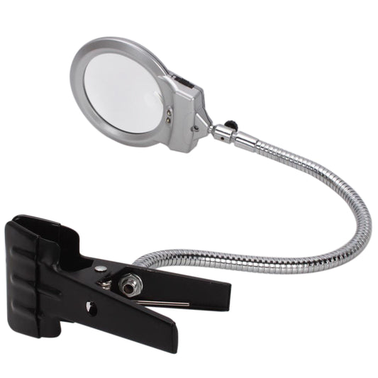 Desktop Lamp with Metal Magnifier and LED Light