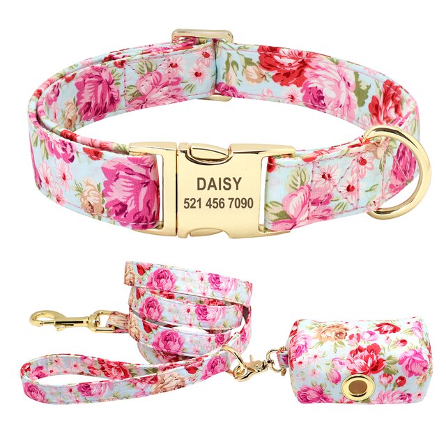 Personalisiertes bedrucktes Hundehalsband- und Leinen-Set