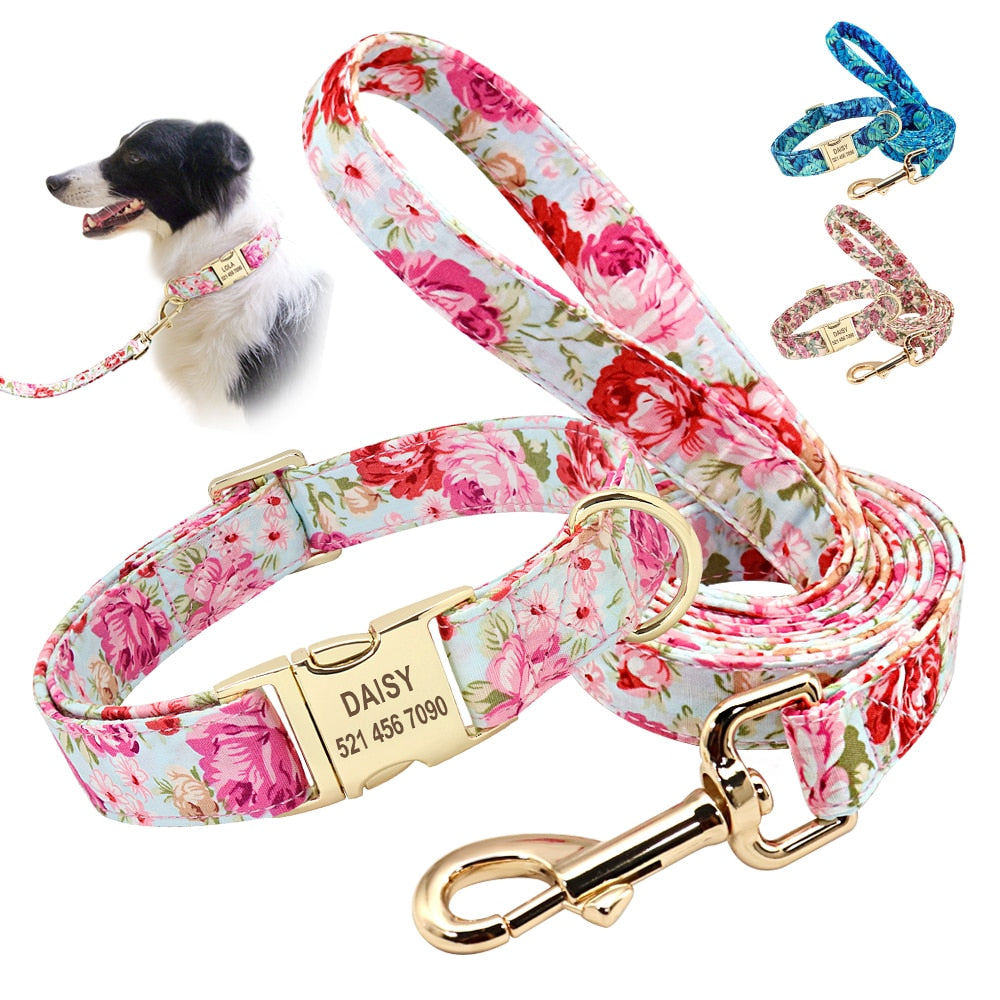 Personalisiertes bedrucktes Hundehalsband- und Leinen-Set