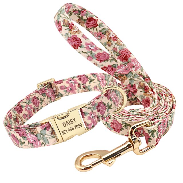 Personalisiertes bedrucktes Hundehalsband- und Leinen-Set