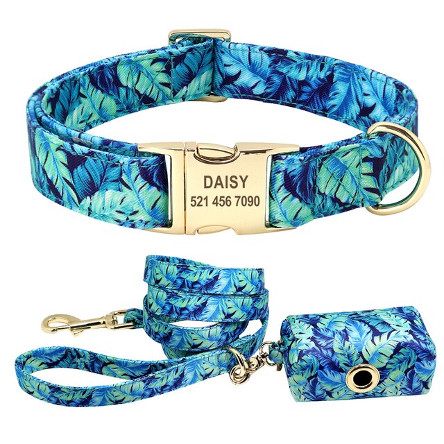Personalisiertes bedrucktes Hundehalsband- und Leinen-Set