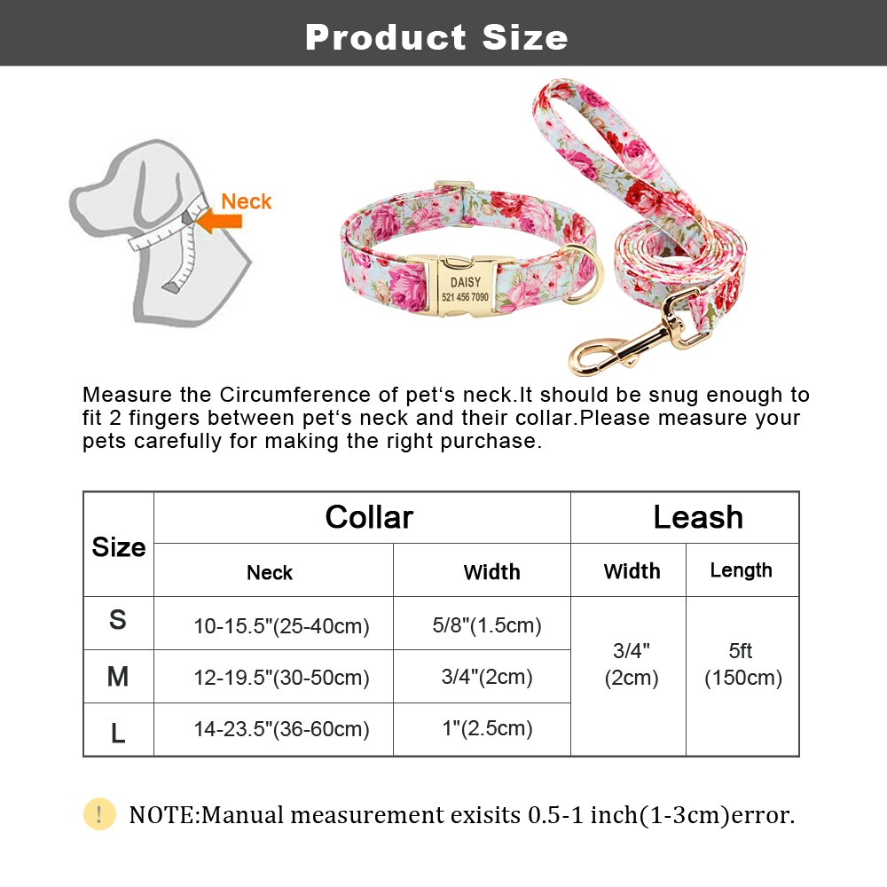 Personalisiertes bedrucktes Hundehalsband- und Leinen-Set